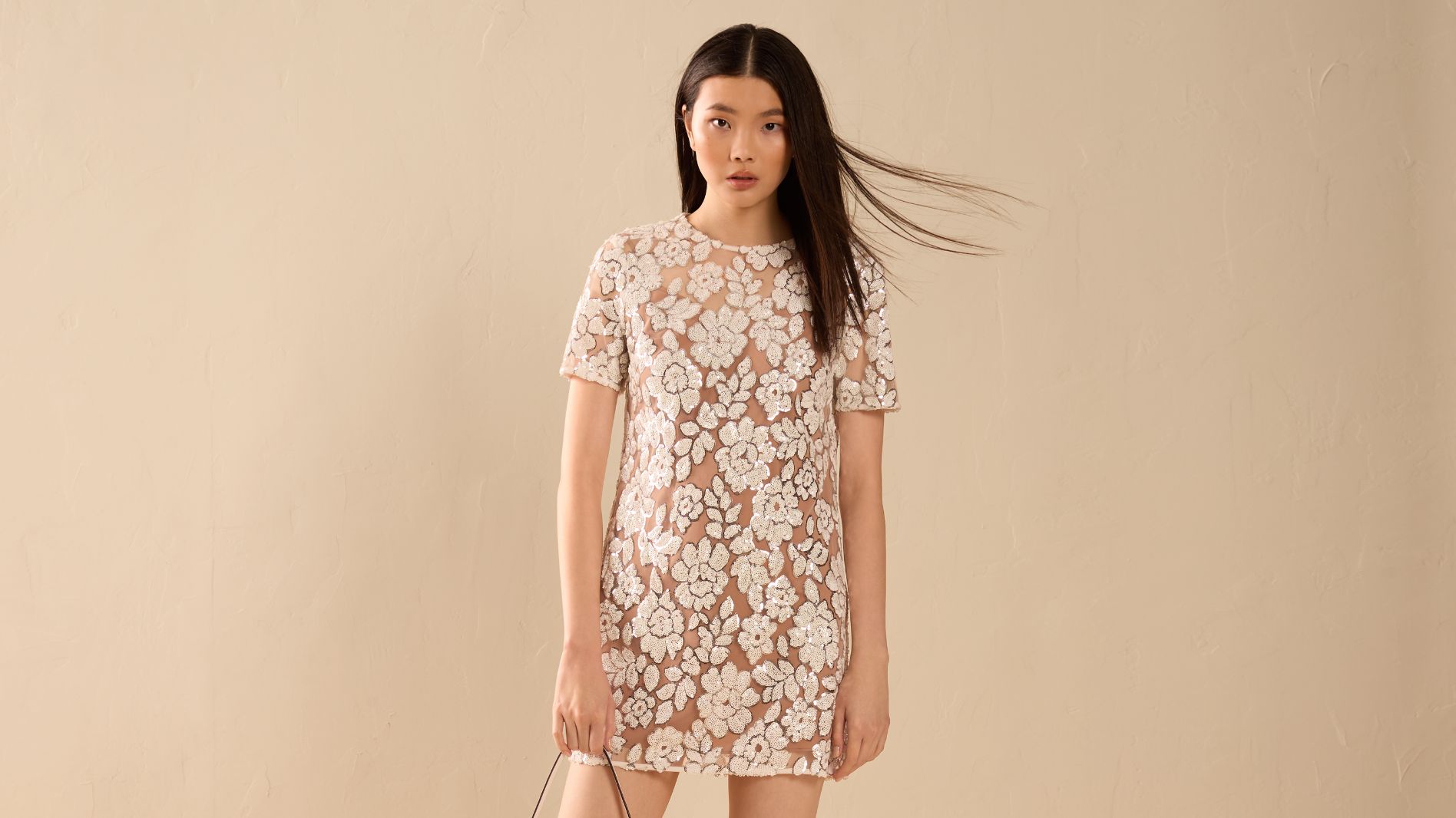 Model in lace dress
