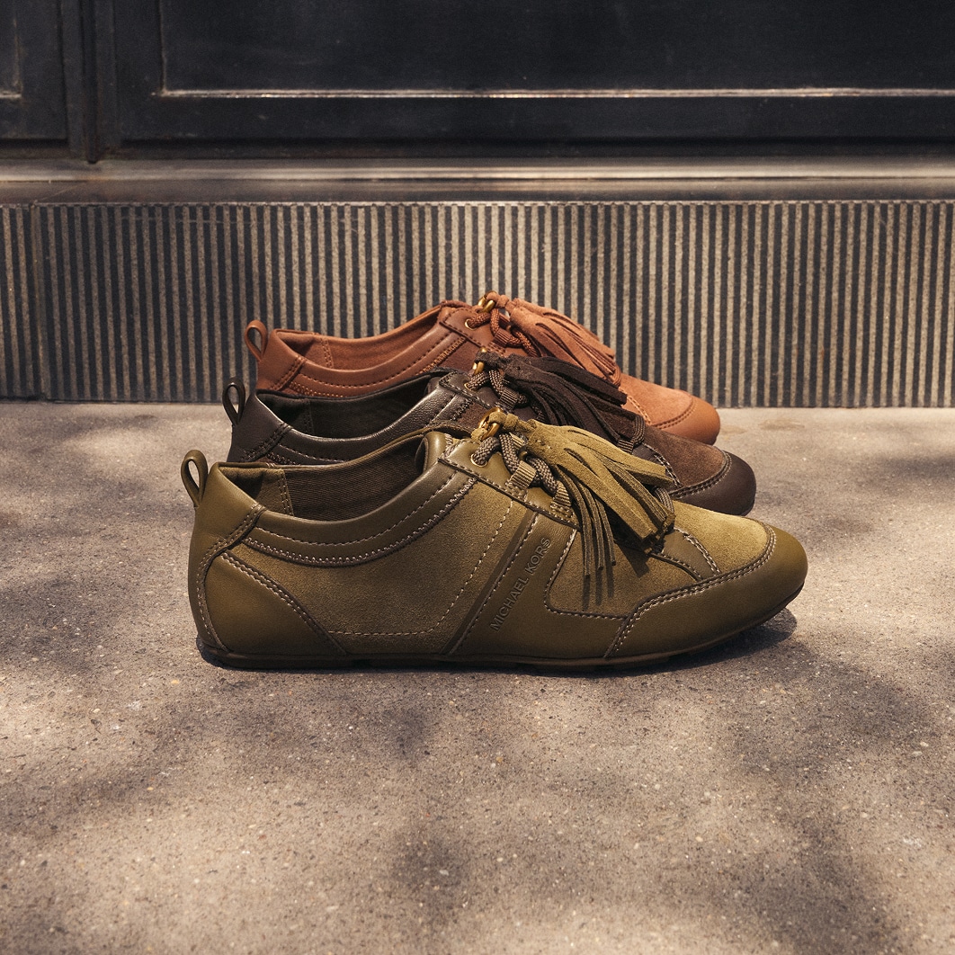 green brown and tan suede sneakers