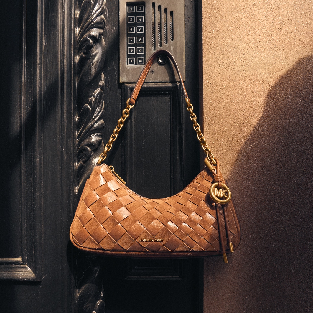woven brown leather mini bag