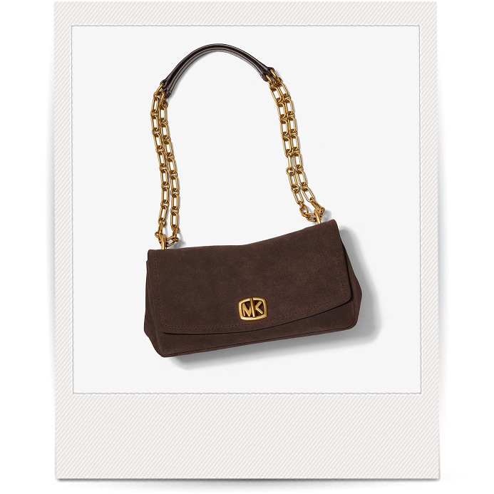 brown suede handbag