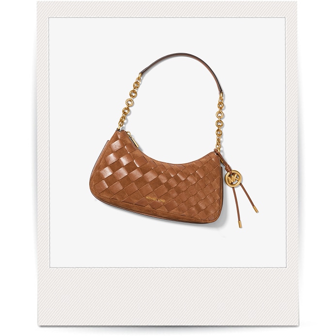 brown woven handbag