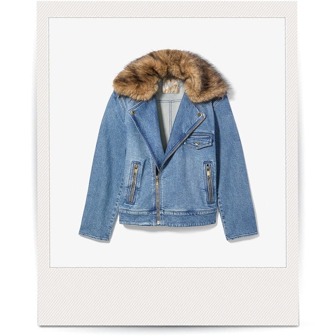 denim jacket with fur collar
