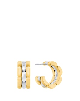 Two-Tone 3-Link Huggie Earrings
