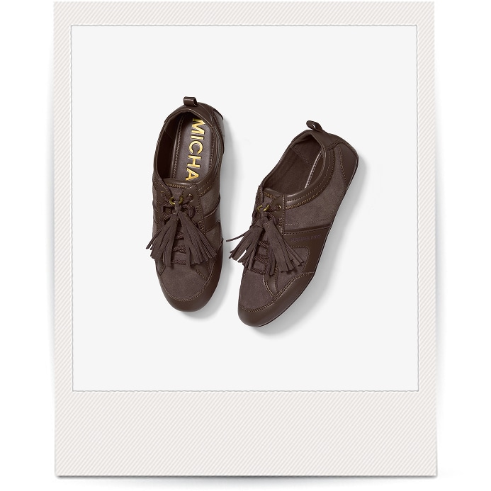 brown suede sneakers