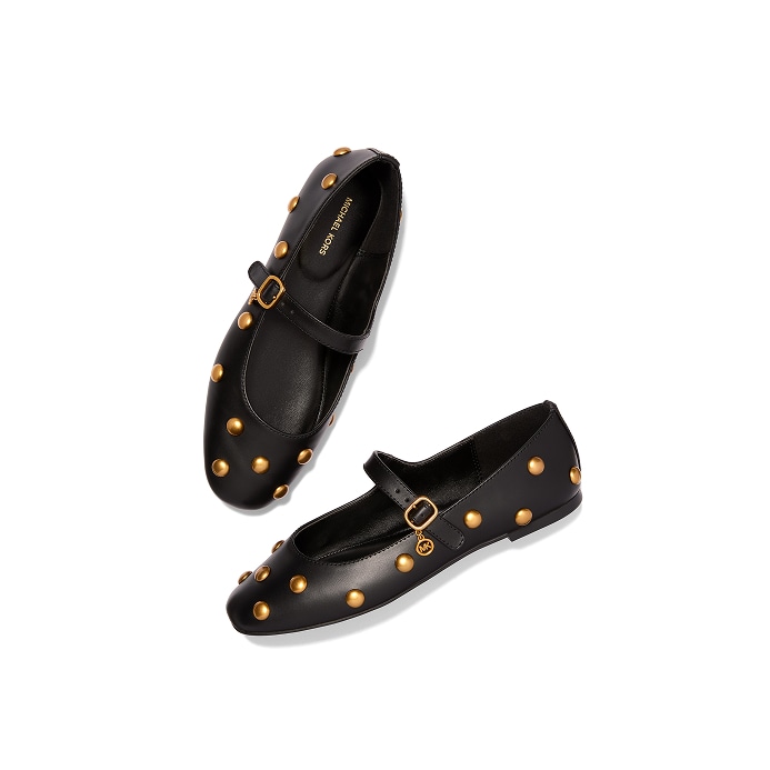 black flats with gold studs