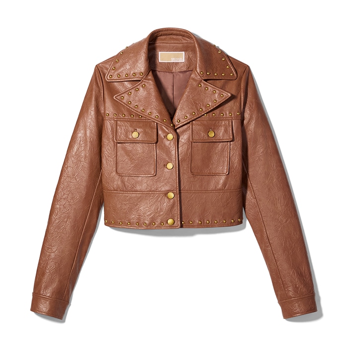 brown leather jacket