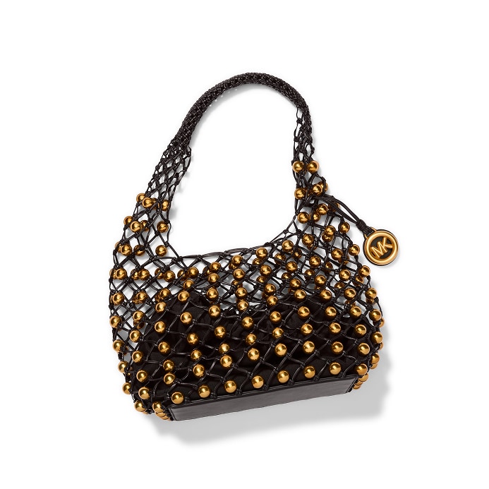 gold beaded shoulder bag