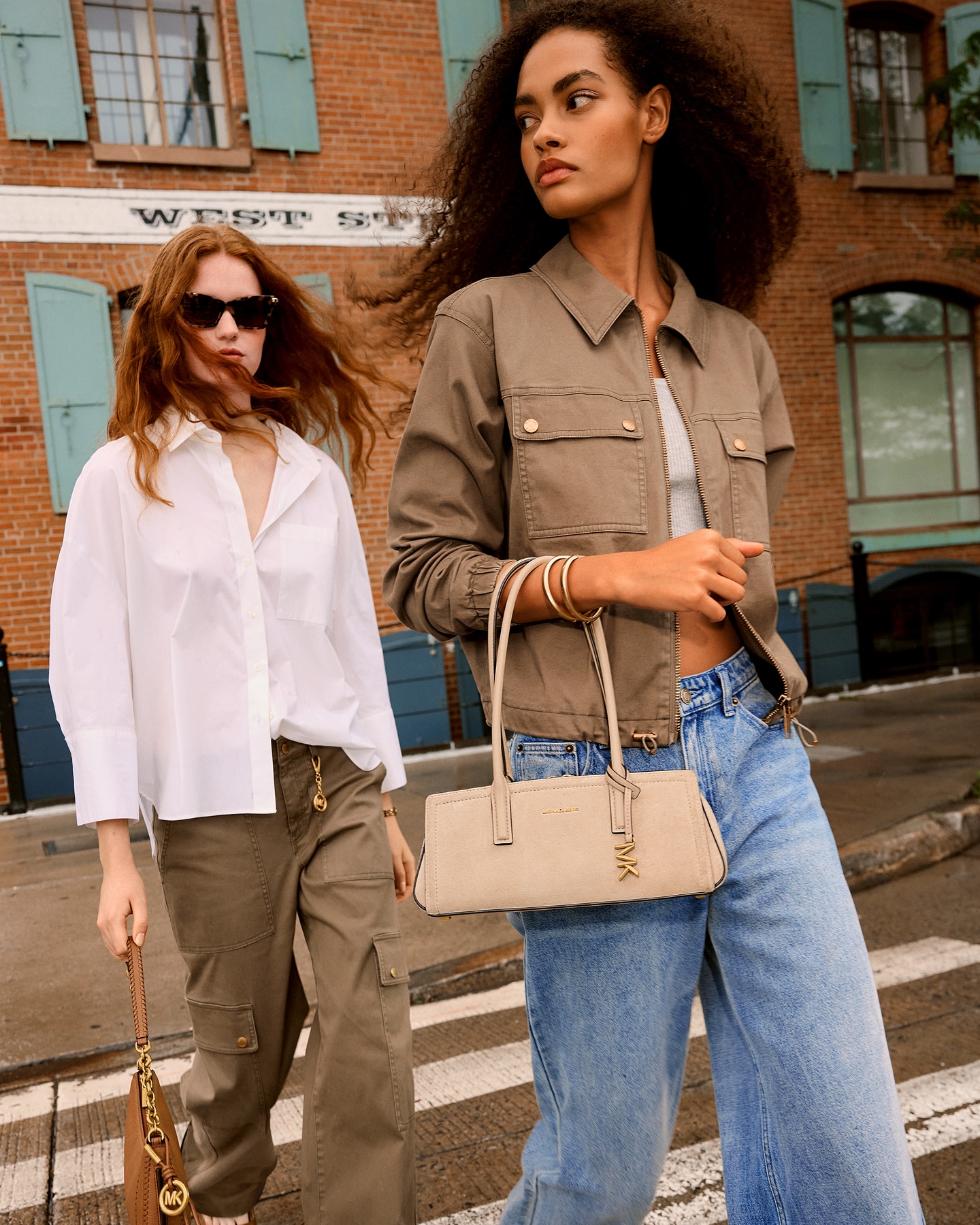 model with beige mini laila bag