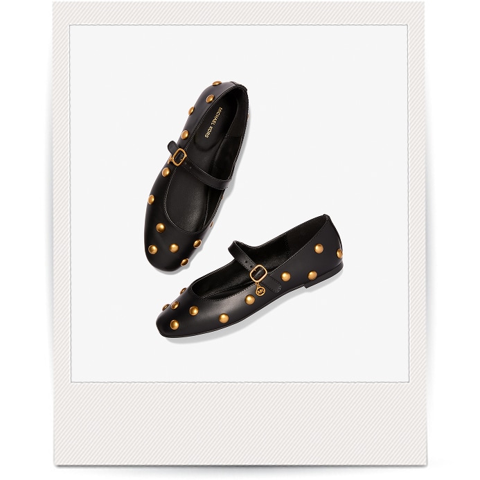 black flats with gold studs
