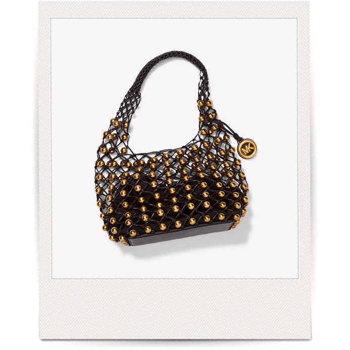 gold beaded shoulder bag