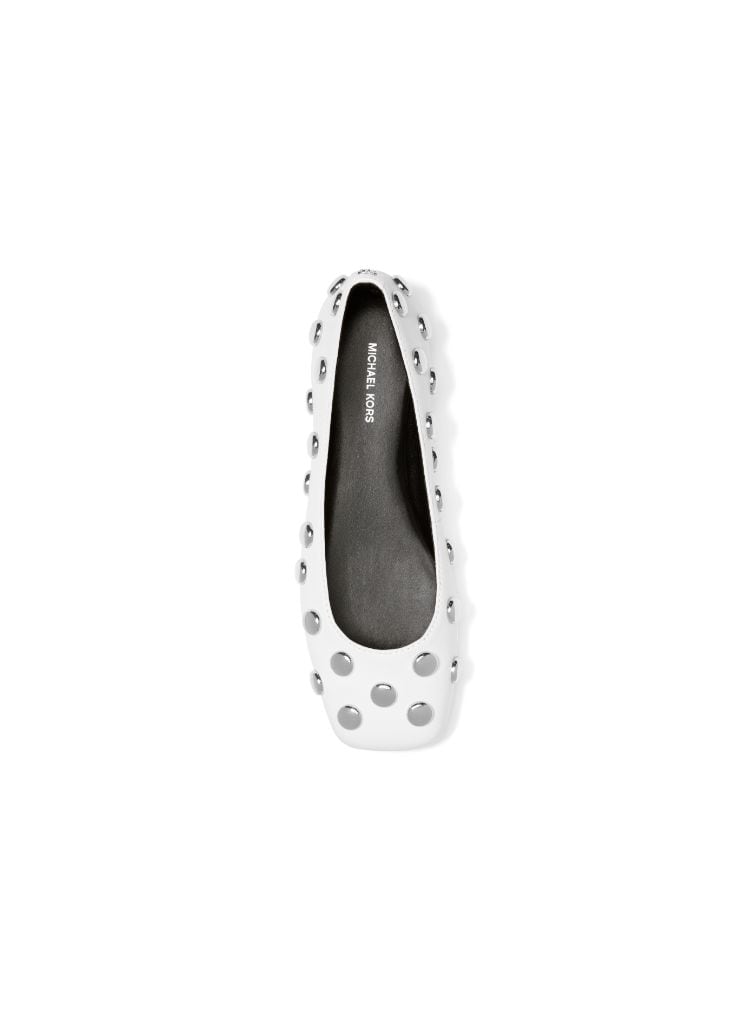 white studded ballet flats