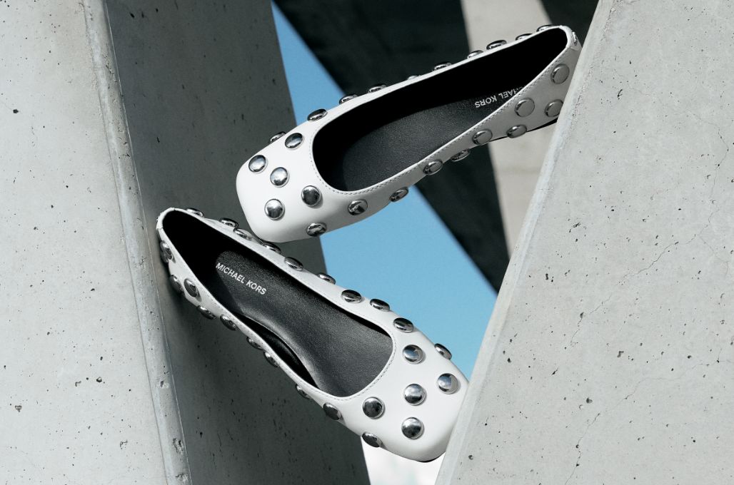 studded white flats