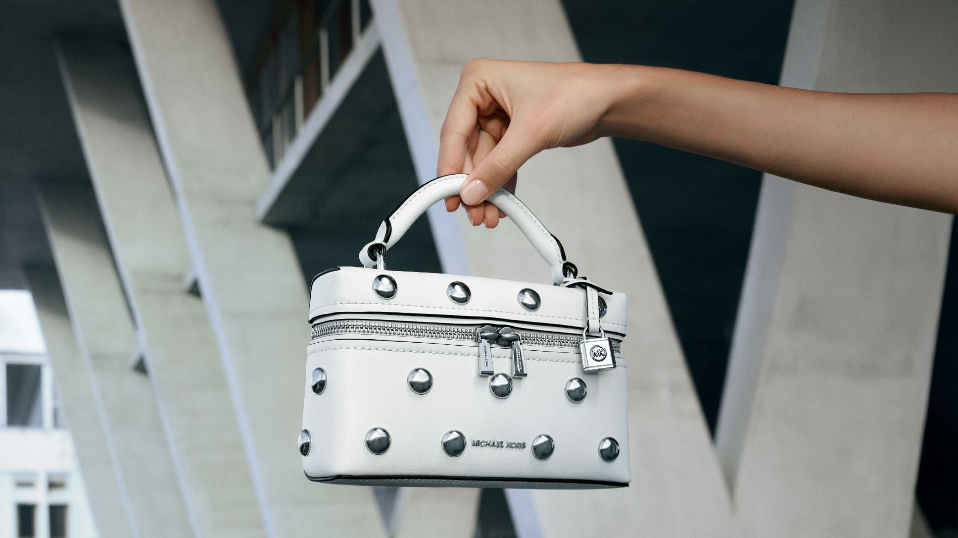 white studded mini bag