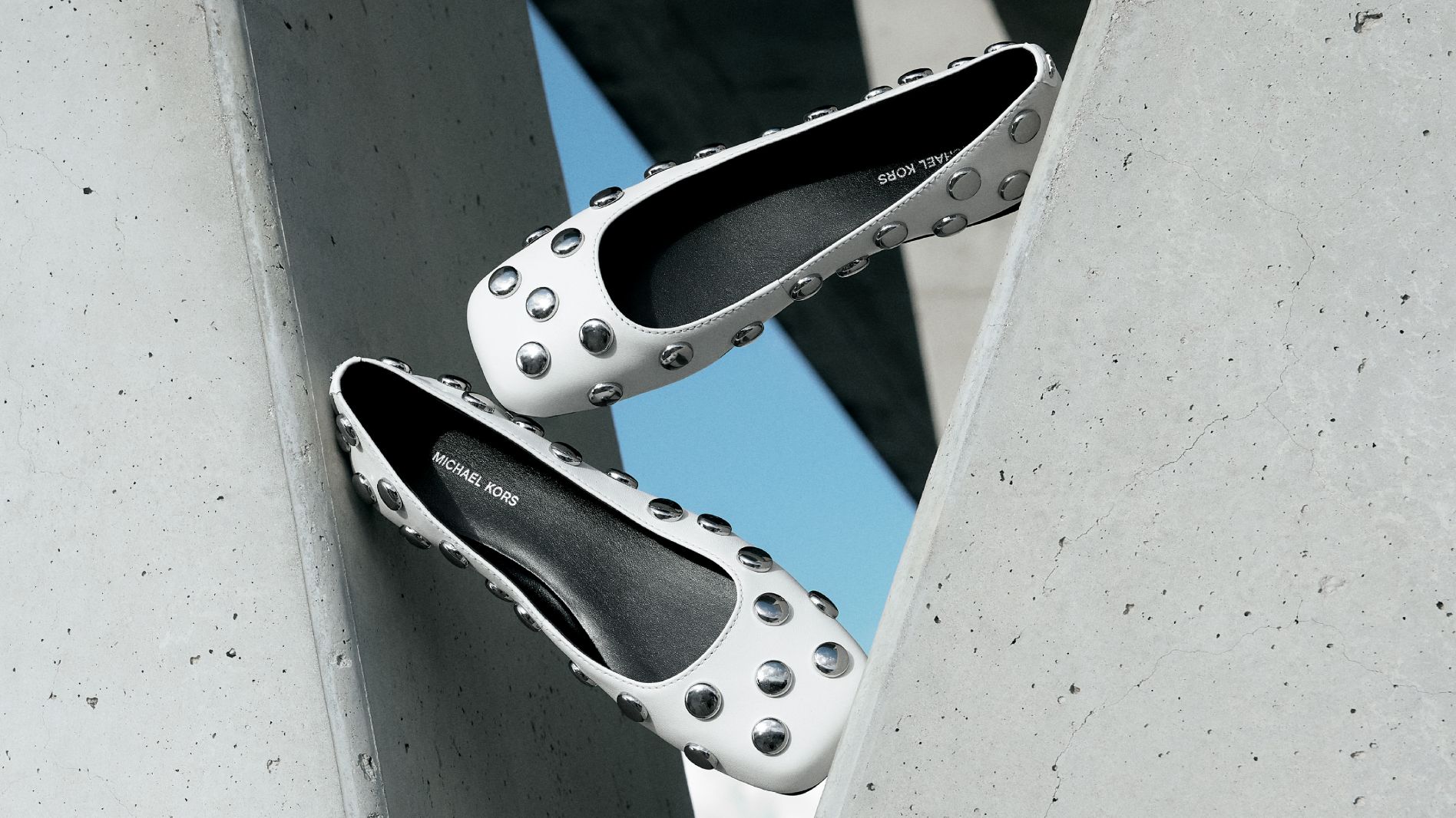 white studded flats