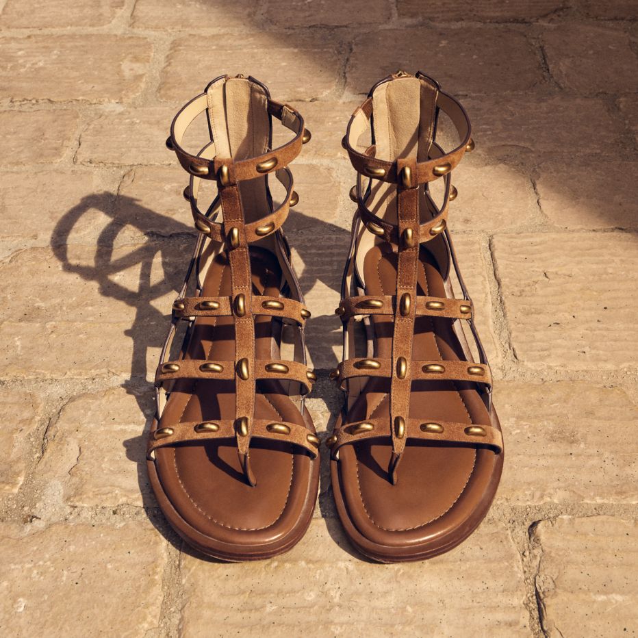 brown sueded sandals