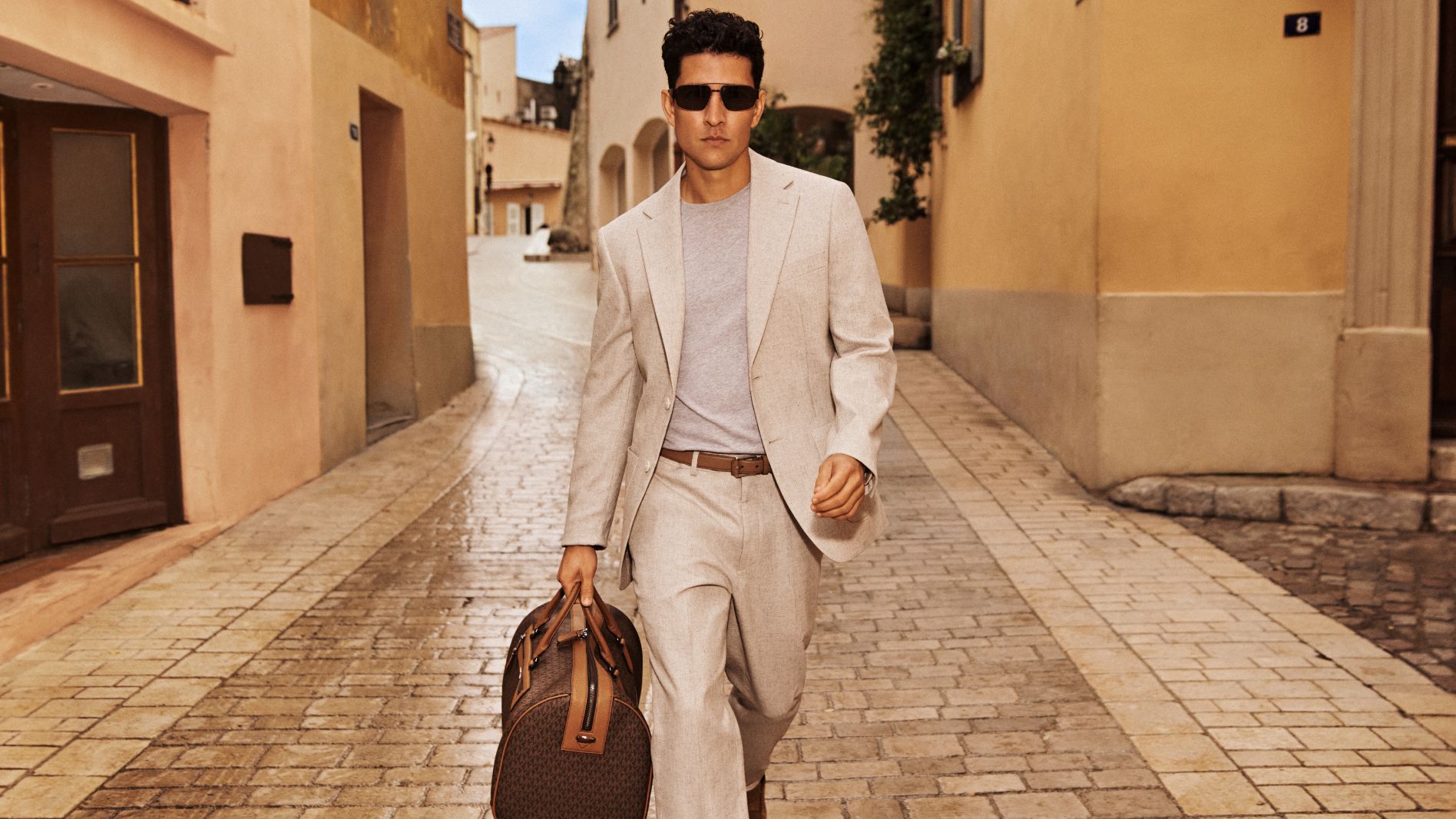 men's linen set and signature duffle bag