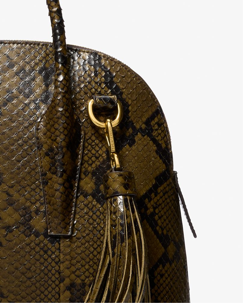 python handbag with tassel
