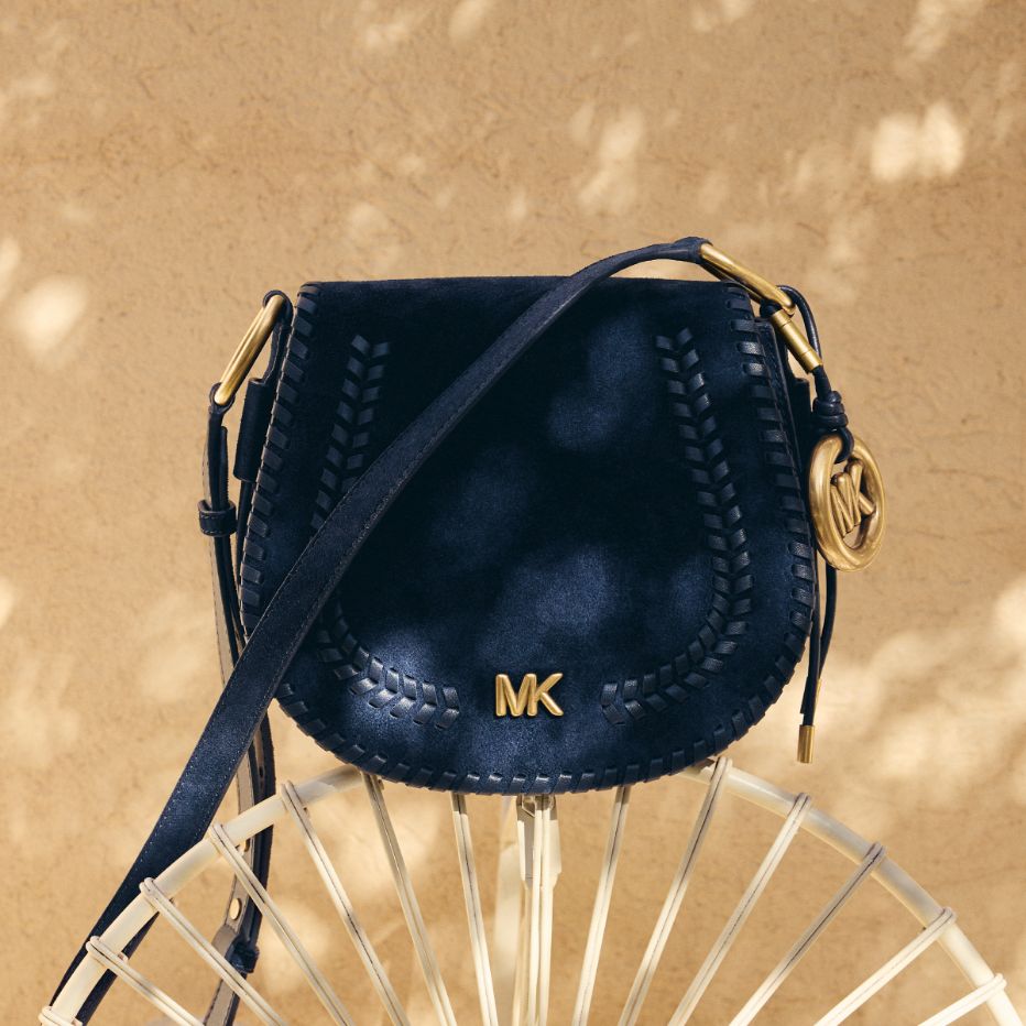 blue suede crossbody bag