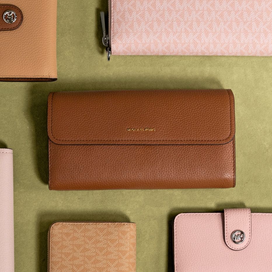 brown and pink wallets