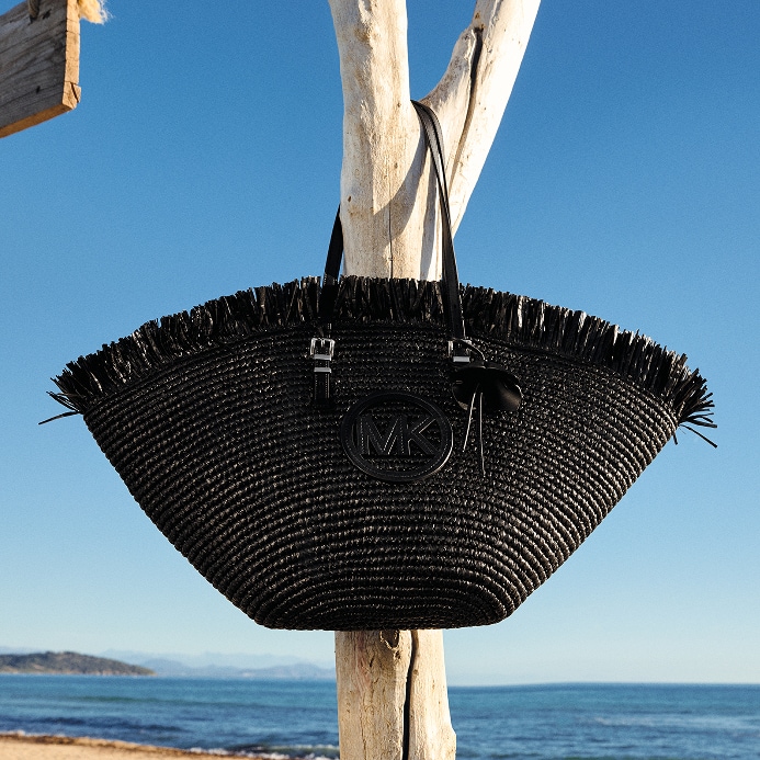 sac fourre-tout noir en paille