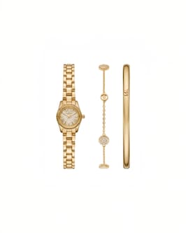 Petite Lexington Pav&eacute; Gold-Tone Watch and Jewelry Gift Set